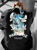 Men Tropical Paradise T Shirt Vintage Beach Palm Tree Graphic Print Oversized Casual Streetwear Short Sleeve Summer Cotton Tee