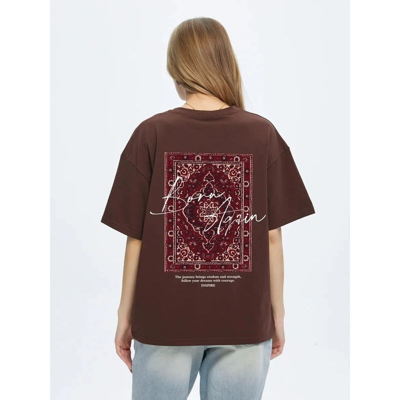 New Printed T-shirt Western Style New Fashion Casual Loose Print Letters Short sleeve T-shirt Top