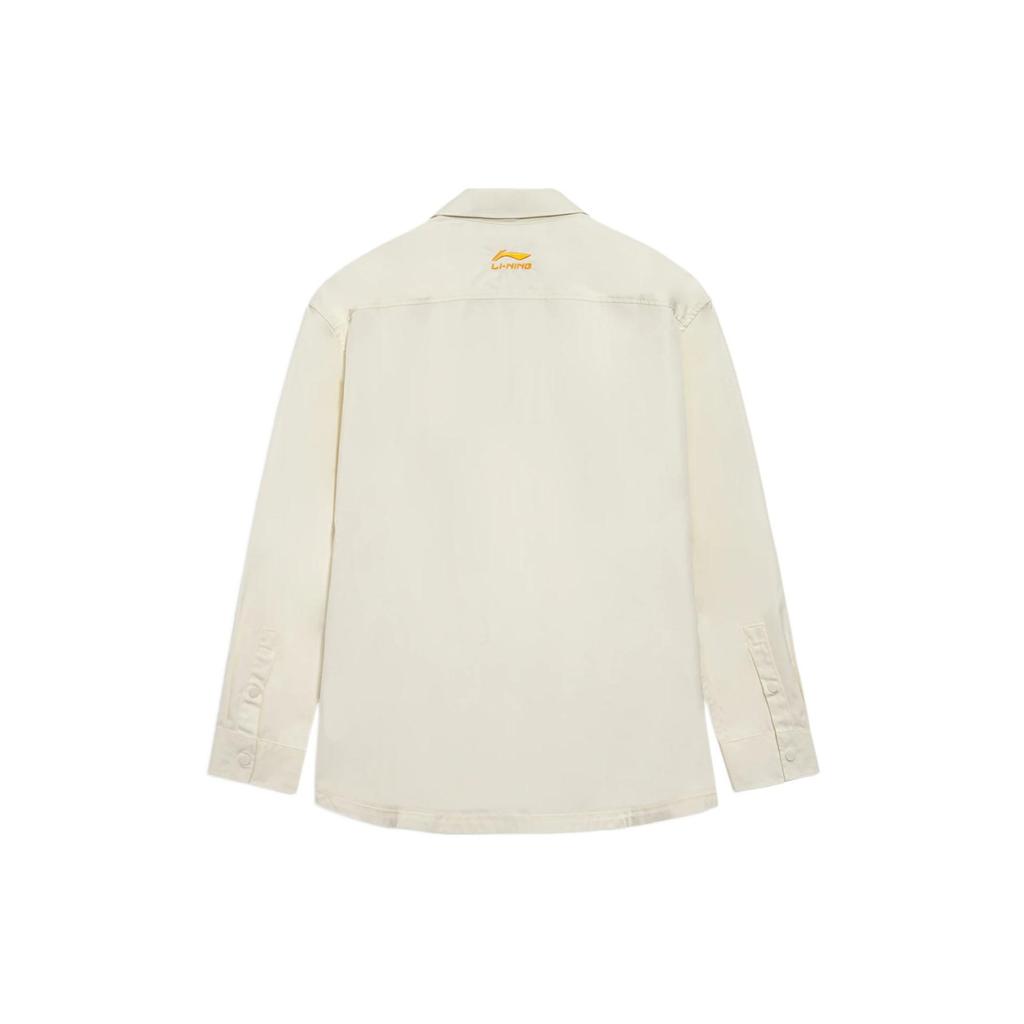 Li Ning Embroidered Loose Casual Zip Long Sleeve Shirt Men Shirts White ASHS021-1