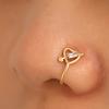 5 Pcs Nose Ring Hoops for Women Geometry Heart Rhinestone U Shaped Nose Hoops Gold Plated Faux Nose Piercing Jewelry