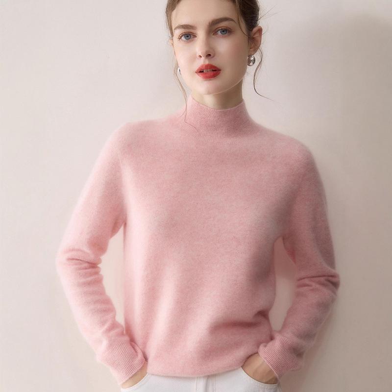 Women's 100% Pure Cashmere Sweater - Solid Color, Versatile & Warm Knit Base Layer.
