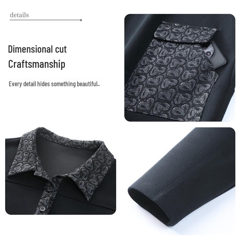 Dámská mikina střední délky z fleecu s POLO límcem ve větších velikostech - Ležérní teplý kabát na podzim a zimu