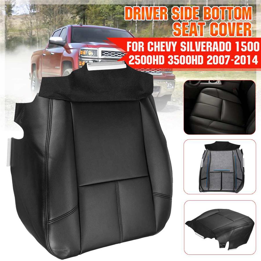 For 2007-14 Chevy Silverado 1500 2500 HD Driver Bottom PU Leather Seat Cover Black