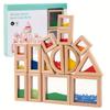 Sensory Wooden Building Blocks Set 15/23pcs Acrylic Rainbow Construction Toys, Made of Beechwood, Perfect for STEM Learning Gifts,Christmas