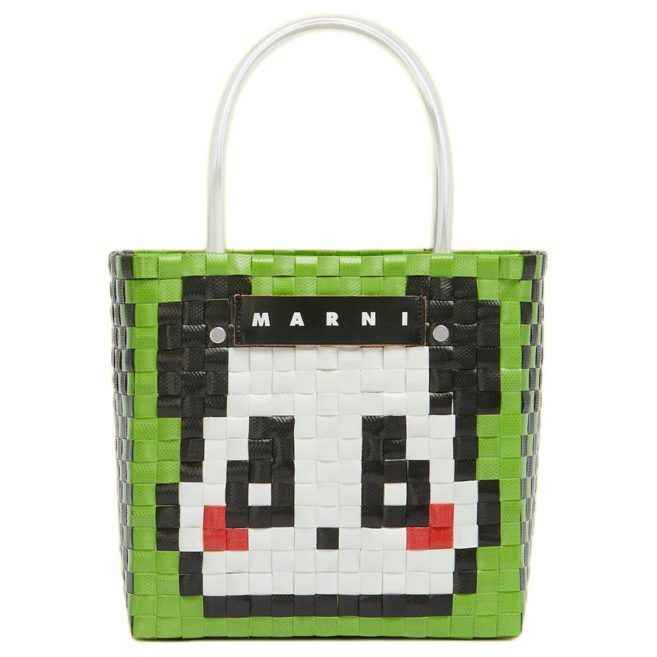 Marni Market Letter Patch Woven Fabric Polypropylene Tote Bag Women tote bags Green SHMH0063JJRF08100V30 Basic Set (Bag+Dust Bag)