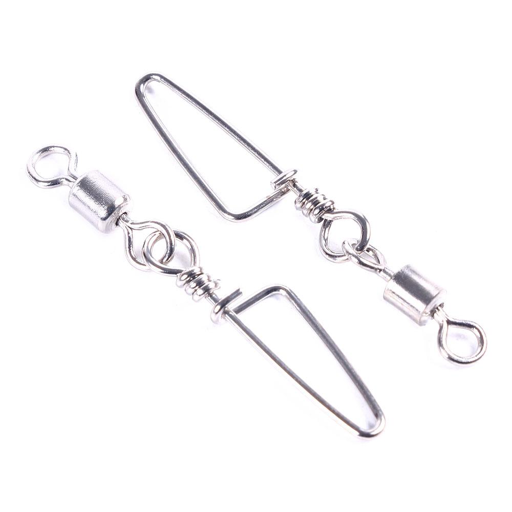 50pcs/ Stainless Steel Fishing Connector 8-word ring connector Rolling Snap Swivels Fishing Tackle Lure Tool