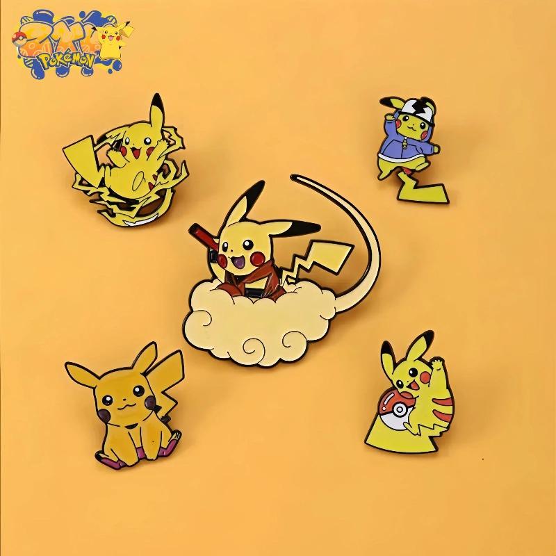 High Quality NEW HOT Pok Mon Pok Mon Brooch Pikachu Metal Badge Anime Cartoon Clothes Pencil Case Backpack Decoration Accessories