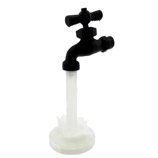 Leuchtet im Dunkeln Wasserhahn Figur, 3D Gedruckter Wasserhahn Aquarium Ornament mit Leuchtendem Wasserfluss für Schreibtisch Veranda Heimdekoration