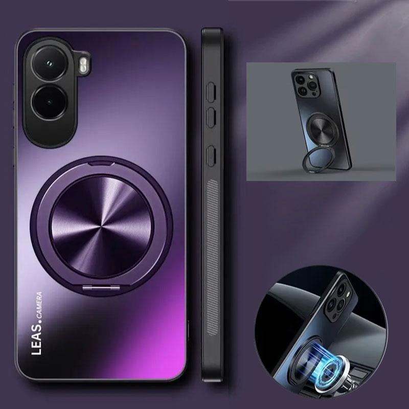 AG Matte Magnetic Case for POCO M7 4G 360° Rotating Ring Holder Wireless Charging Hard Cover for Xiaomi POCO M7 4G