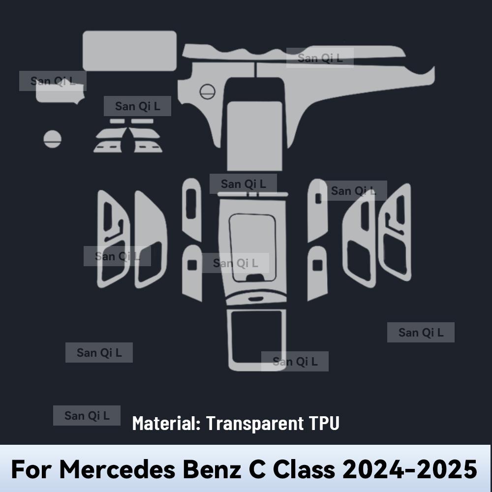 Interior TPU for Mercedes Benz C Class 2024 2025 Protective Film Cover Anti-Scratch Gearbox Panel Navigation Screen Automotive Left rudder driving