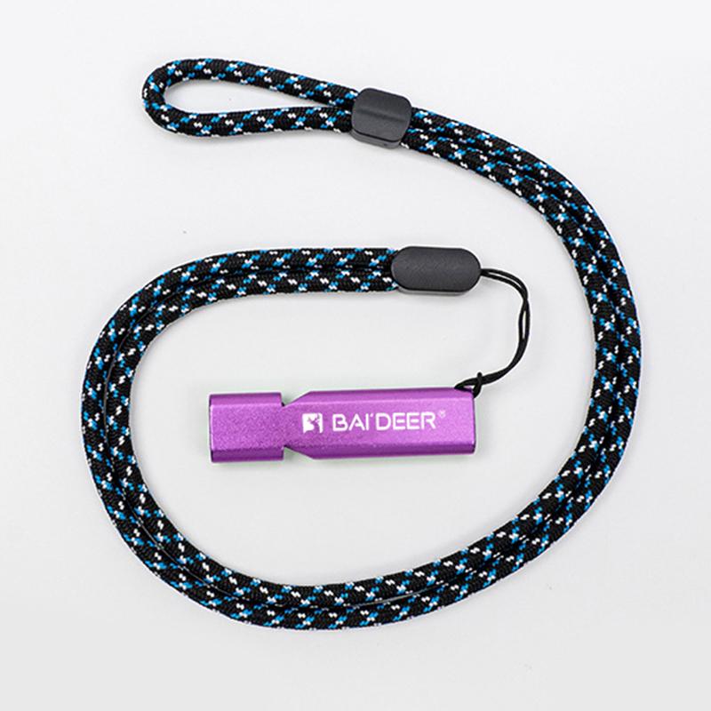 Aluminum Alloy High Decibel Whistle Keychain Double Pipe With Rope Camping Hiking Whistle 5 Colors Outdoors Portable Tools