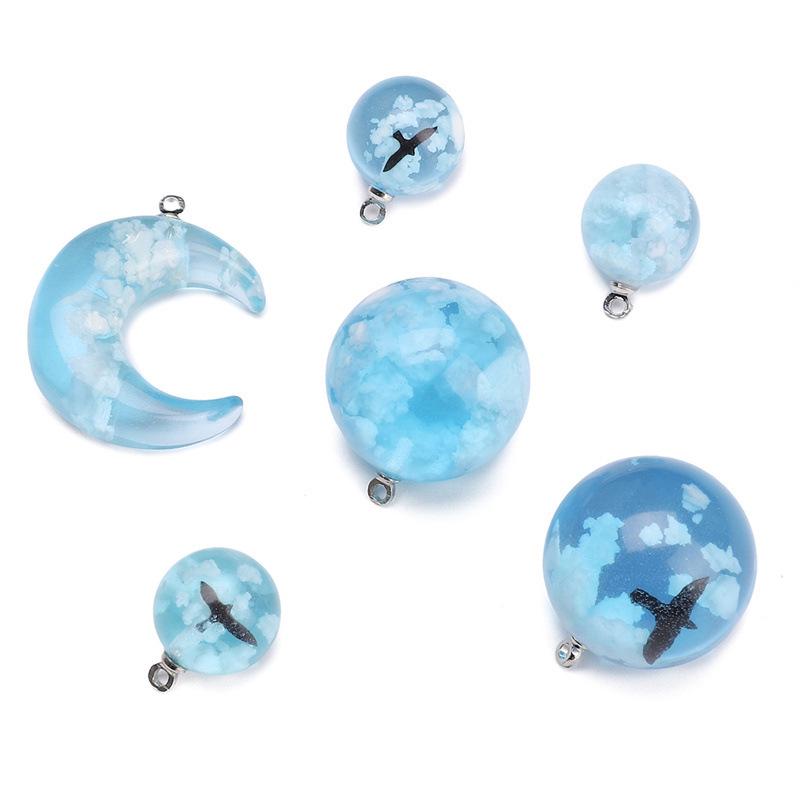 Handmade Resin Bead Set for DIY Bracelets & Necklaces - Moon, Round & Loose Beads, Jewelry Accessories