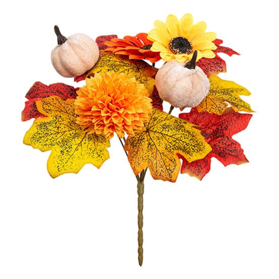 Fake Flowers for Wedding Background Artificial Sunflower Maple Leaf Bouquet, Fall Flowers,Realistic Silk Faux Decorative Fireplace Flower Thanksgiving