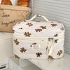 Women Makeup Zipper Bag Cartoon Bear Tote Large Capacity Quilting Pouch Washbag Cute Female Brush Cosmetic Storage Bag