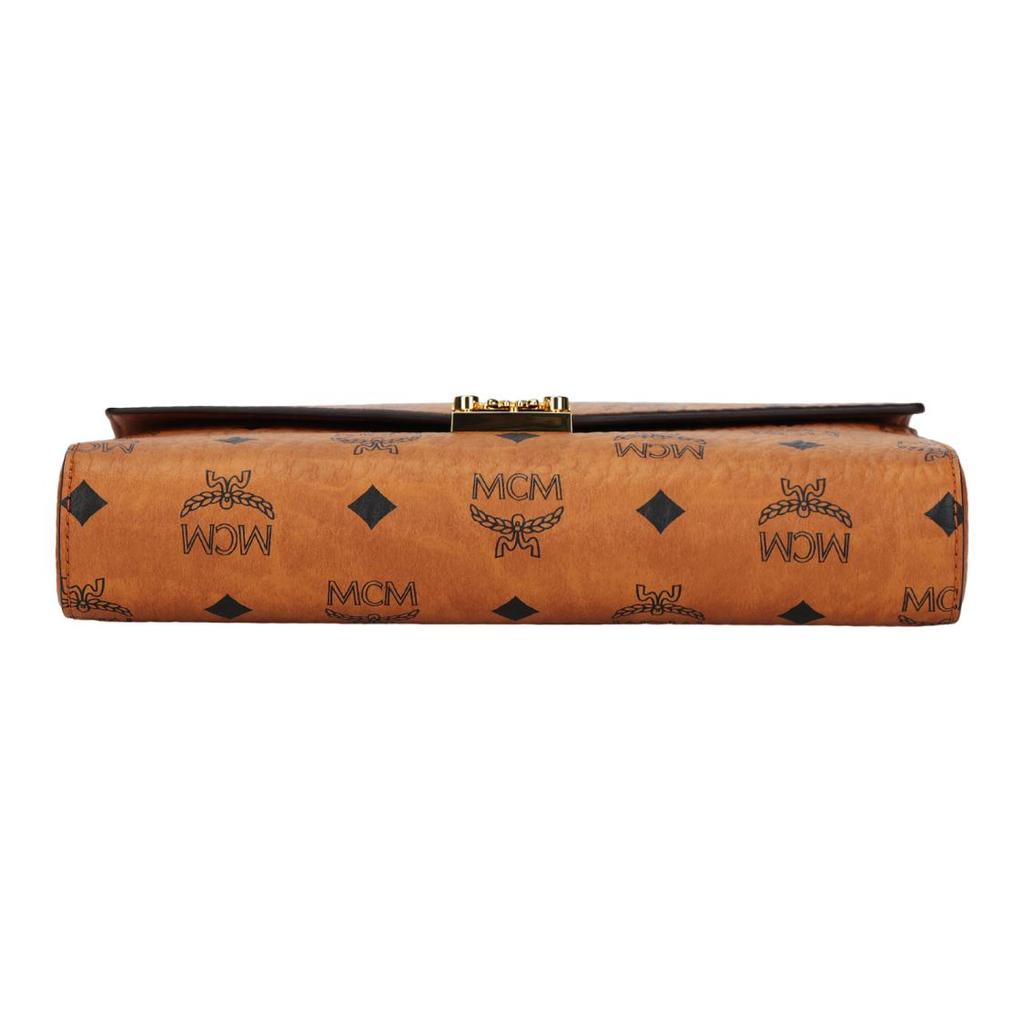 MCM Tracy Messenger Bag Features a Retro-print Flap Design Crafted from Canvas and Leather Medium Size Women's Style Brown-Cognac