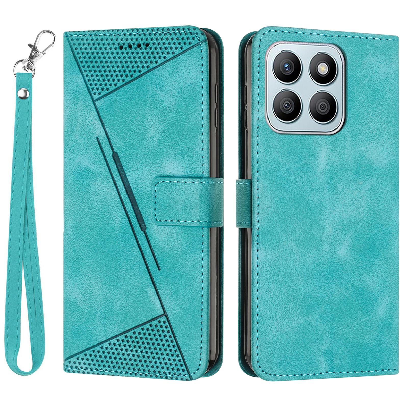 

For Honor X8c 4G Case Handbag Imprinted Triangle Leather Phone Cover Green