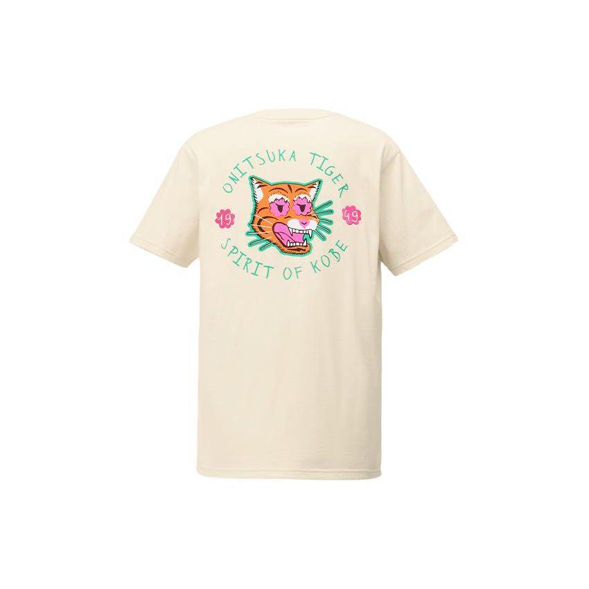 ONITSUKA TIGER Anime Print Comfortable Versatile Straight Fit Crew Neck Short Sleeve T-Shirt With Dropped Shoulders Unisex Tops Off-White 2183B302-700