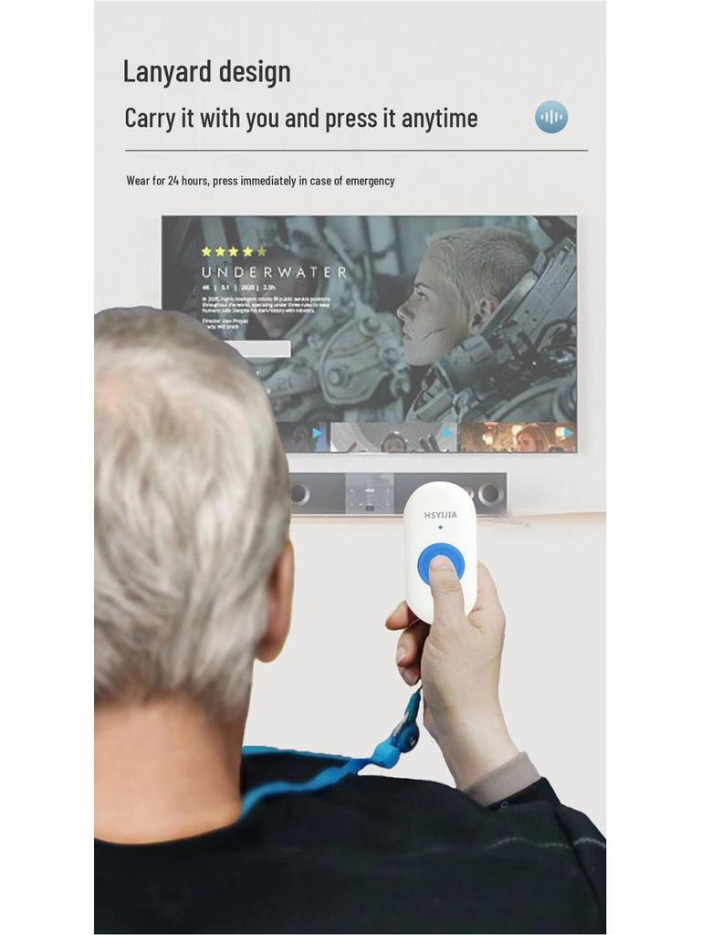 Wireless Emergency Call Button for Elderly - Home Doorbell with Flashing Light & Vibration Alert