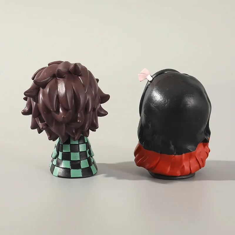 Cute Q-version PVC Figure Demon Slayer Kamado Tanjirou Kamado Nezuko Anime Model Toy Collectible Doll Gift Birthday Souvenir