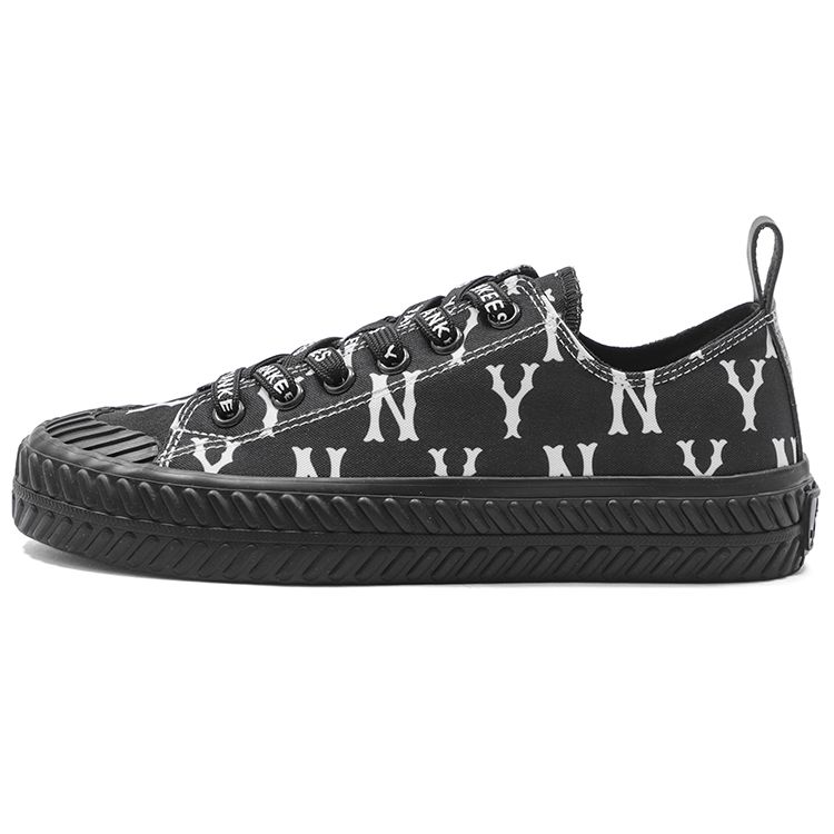 MLB Playball Monogram Comfortable Durable Breathable Low-Top Canvas Shoes Unisex sneakers Black 3ACVVM12N-50BKS