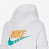 Nike Color Block Logo Print Langarm Kapuzen Fleece Pullover Kinder Oberteile Weiß BV0783-100