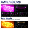 LED Car Daytime Running Light Strip - Pink & Yellow Dual Color Plug And Play Start Scan Turn Signal 12V Universal Car Hood Light