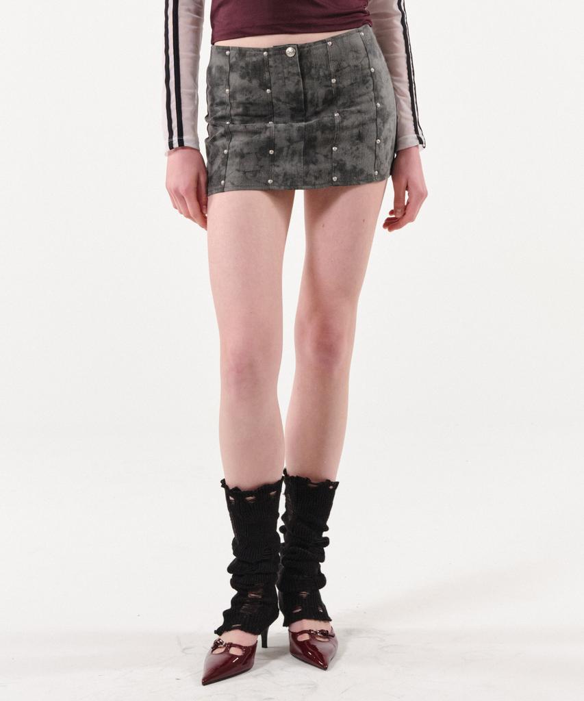 Podeowedeo Star Studded Mini Skirt (Dark Gray)