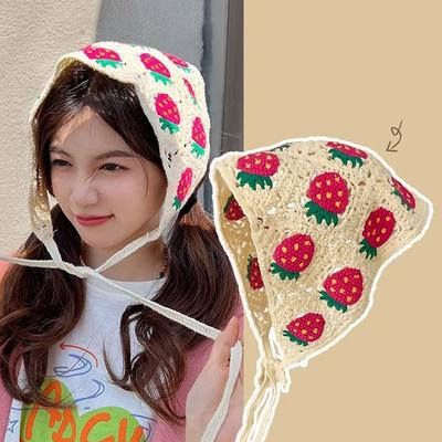 Sweet Cute Triangle Headband For Women Girls Pastoral Style Triangle Headband Travel Photo Hair Scarf  Headscarf Hat
