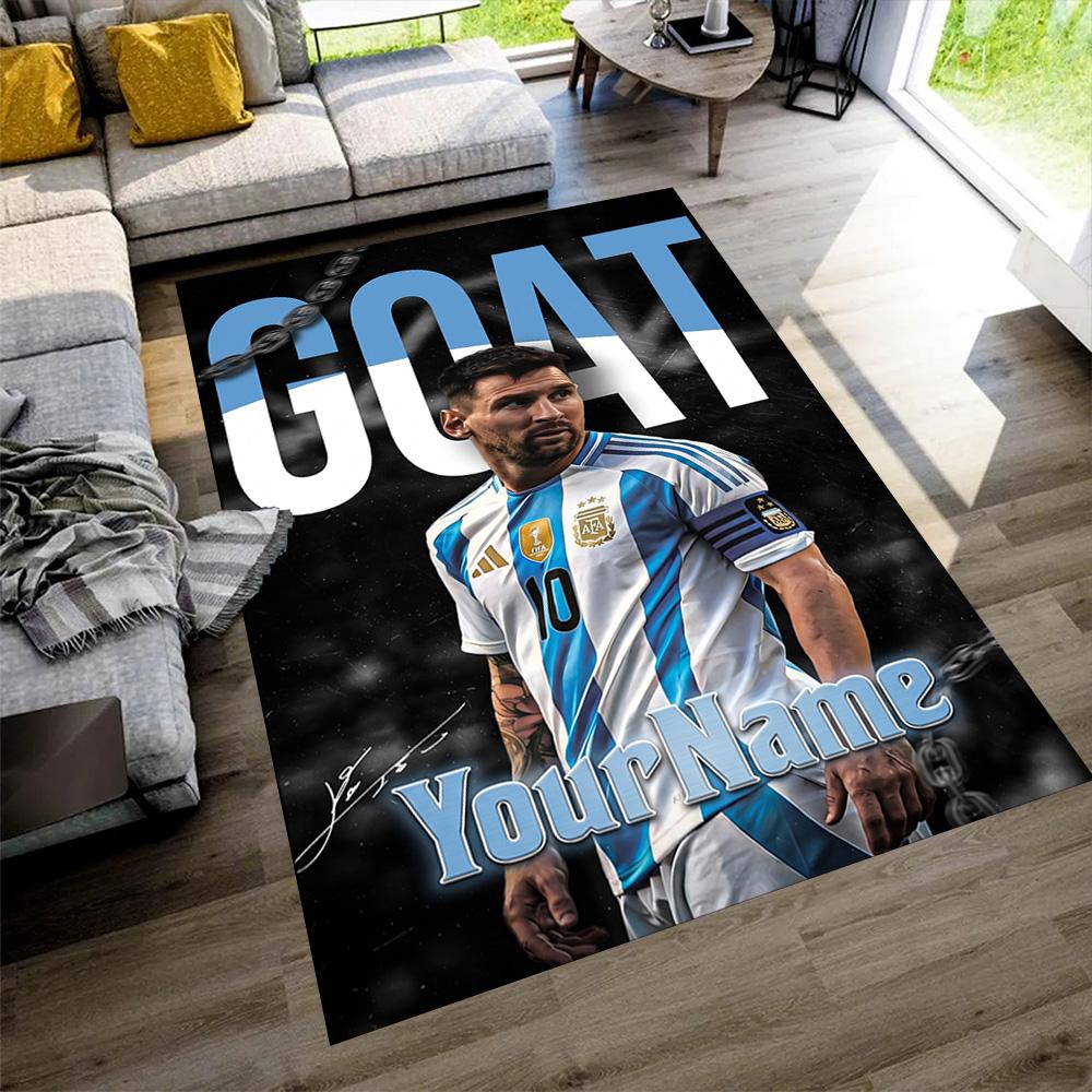 Messi Customize Text Area Rug Suitable for Decorate Room Bedrooms Foyer Hallway Antislip Carpet Anime Office Decor Perfect Gift for Friends & Family