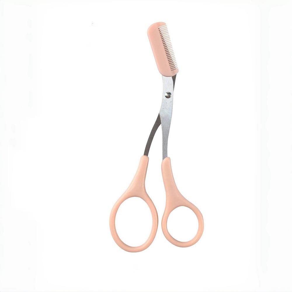Stainless Steel Eyebrow Trimming Pink/White/Black Scissors with Built-in Comb Precise Grooming Tool Creating Perfect Eyebrows