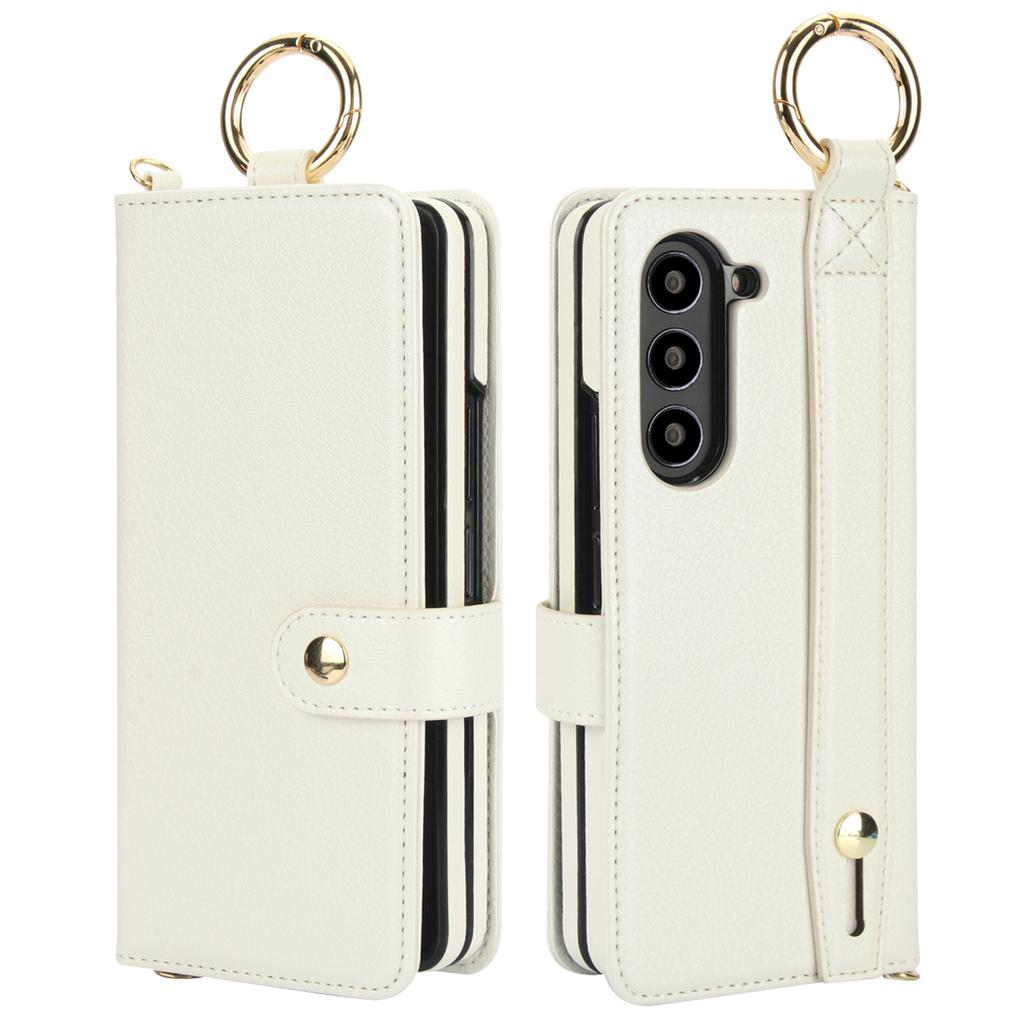 Ring Holder Cards Solt Wristband Pen Holder Wallet Case For Samsung Galaxy Z Fold 6 5 4 3 5G Fold6 Fold5 Bag Pocket Book Cover