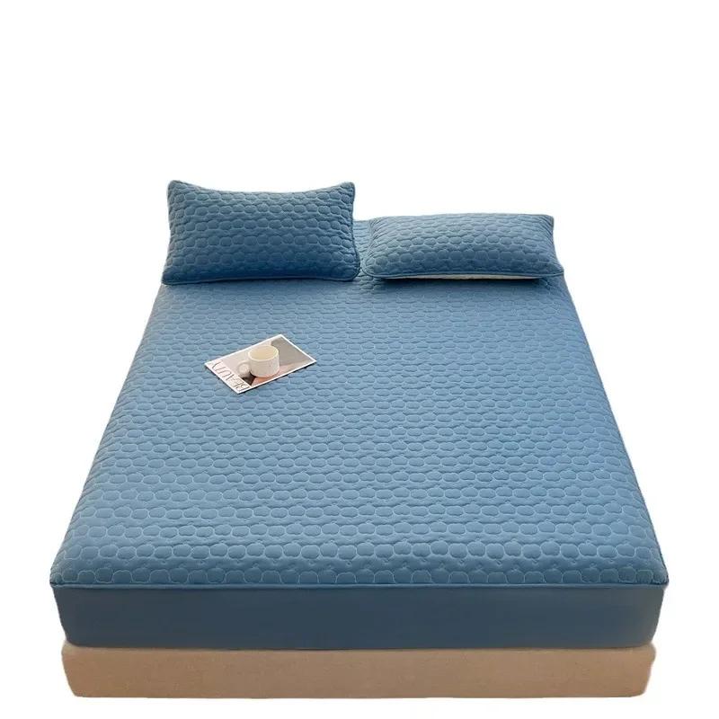 New Class a Antibacterial Waterproof Four Seasons Cotton Padded Thickened Fitted Sheet Mattresses Protective Cover
