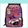 Invader Zim Dib Gaz Cartoon Animated Character Printed Childrens Backpack For School Use