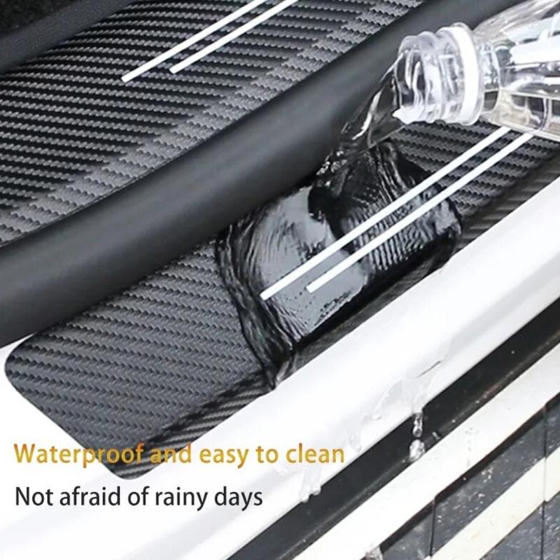 Duty Vehicle Door Sill Covers Carbon Fiber Leather Trim Decorative Prevention Auto Accessories