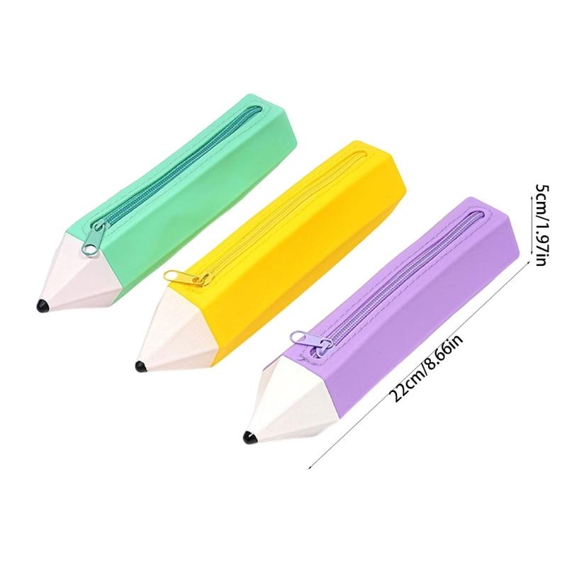 Silicone Pen Bag Soft Pencil Organizers Pencil Shape Pencil Case For Erasers Markers Scissors Storage