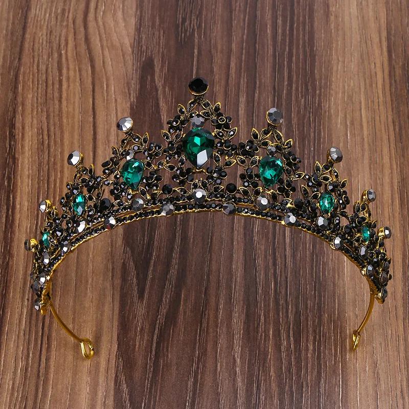 Black Queen Crown Black Rhinestone Bridal Tiara Birthday Dress Tiara Hair Accessories