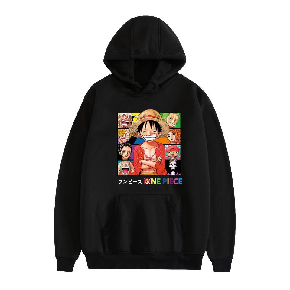 ONE PIECE Anime Hoodie Sweatshirt for Mens Womens Unisex Printed Cool Streetwear Hoodie XS чёрный