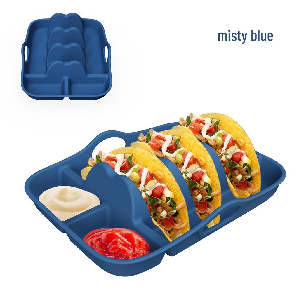 Silicone Taco Plate Holder with Dividers for Burritos and Tortillas