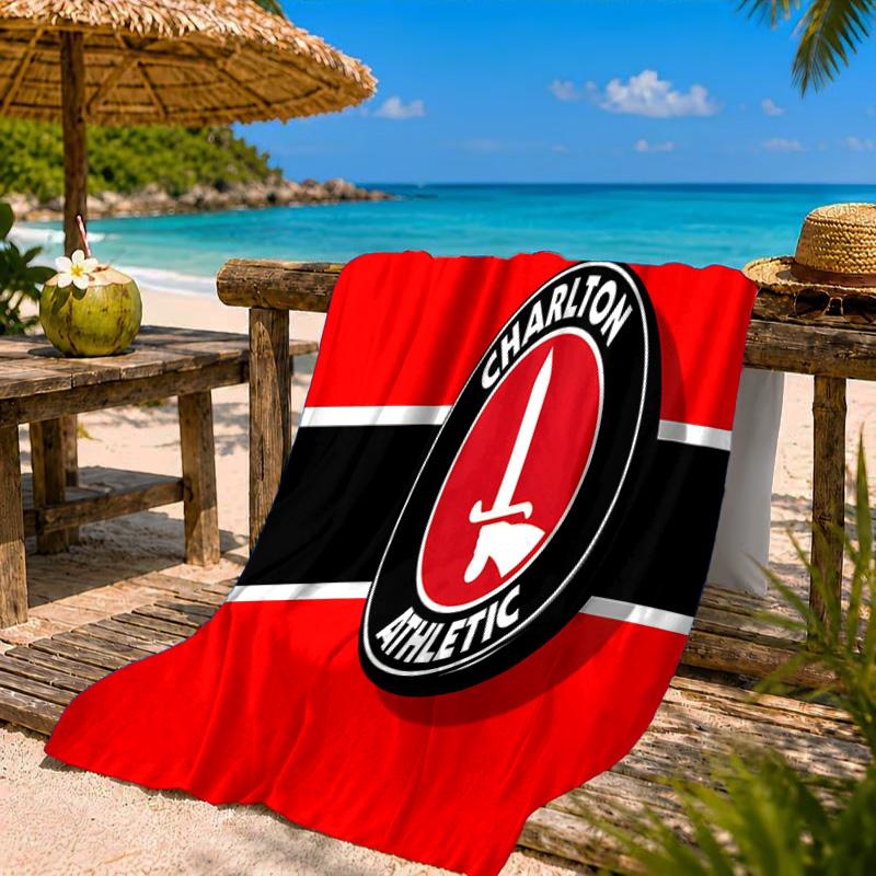 Charlton FC Crest Beach Towel Microfiber Beach Towel, Lightweight and Quick-Dry, for Summer Travel, Swimming Pool Fan Birthday Gift