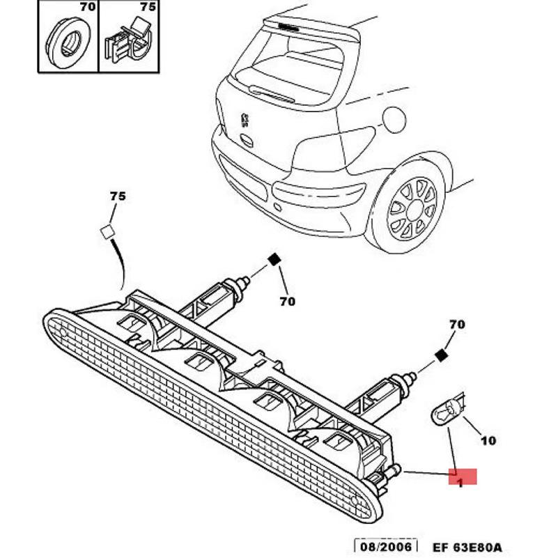 Peugeot 307 Hatchback High-Level Third Brake Light Assembly 6350P5
