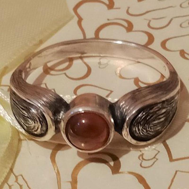 Vintage agat oransje perle ring kunst etnisk stil eldgammel sølv personlig ring