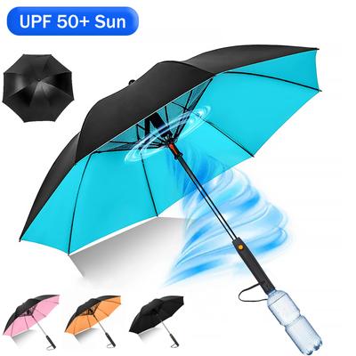 Umbrelă de soare cu aburire a ventilatorului, ventilator portabil pentru soare UPF 50+, umbrelă de răcire, răcitor de vară pentru plajă în aer liber, alimentat cu baterie