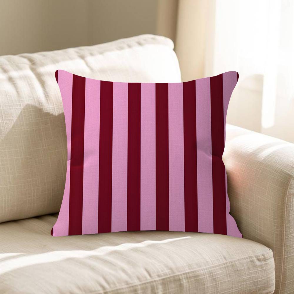 INS Rot-Pink gestreifte Kissenhülle Auto Überwurfskissenhülle für Sofa Auto Weihnachtsgeschenk 40x40cm 45x45cm
