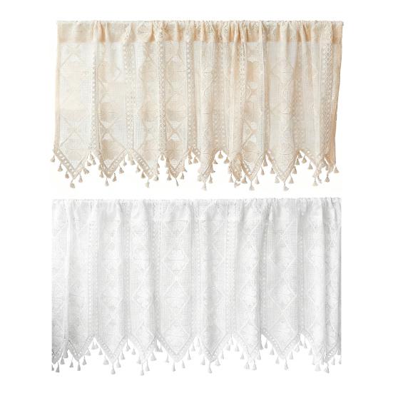 French Lace Curtain Vintage Short Sheer Cabinet Curtain Farmhouse Rustic Boho
