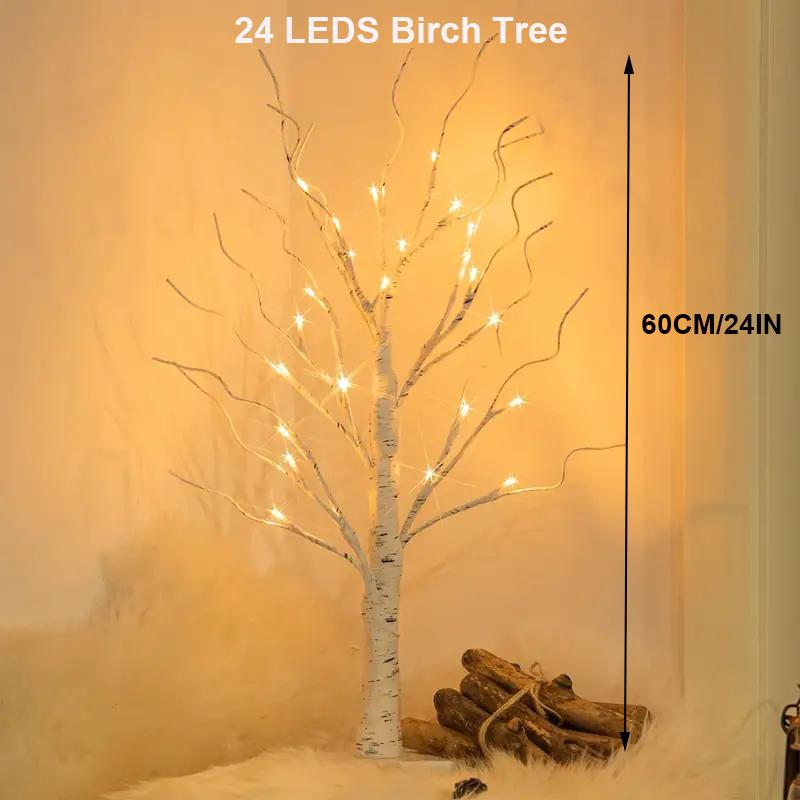 144 LED Birch Tree Light Warm White USB Battery Power Holiday Decorative Tree Christmas Halloween Easter Gift
