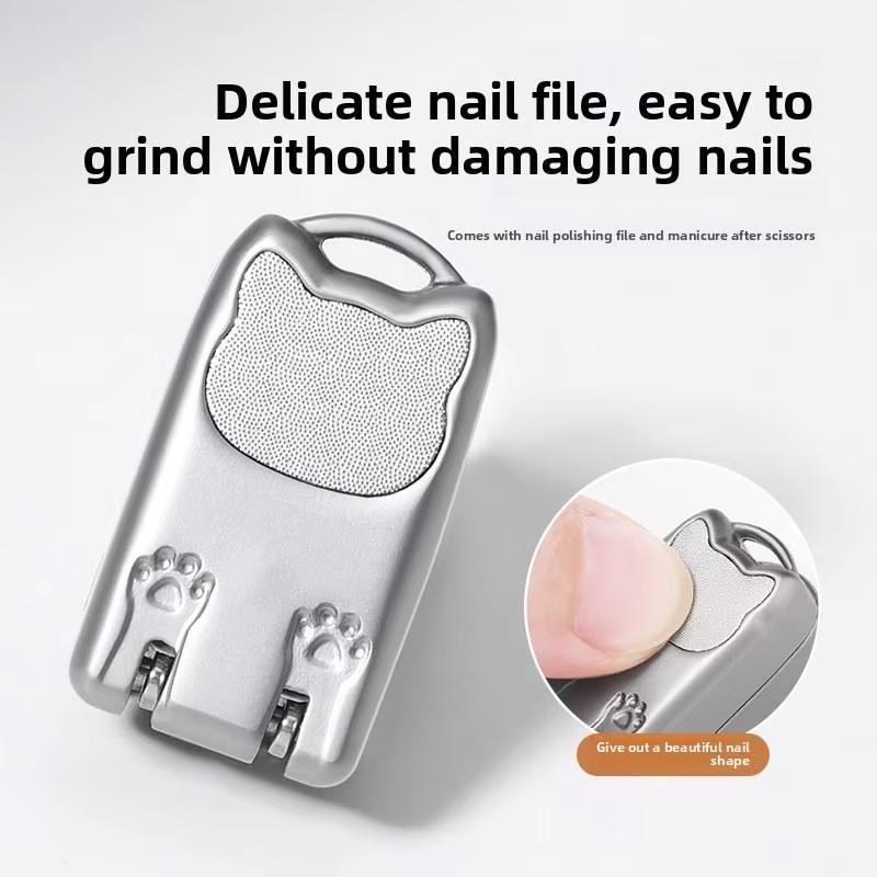 1pc Cute Small Nail Clippers with Storage Stainless Steel Compact & Portable Nail Trimmer with Blade Angle Durable Manicure Tool