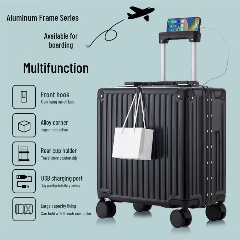 Zhiliu Aluminum Frame Multi-functional Carry-on Luggage 18 inch