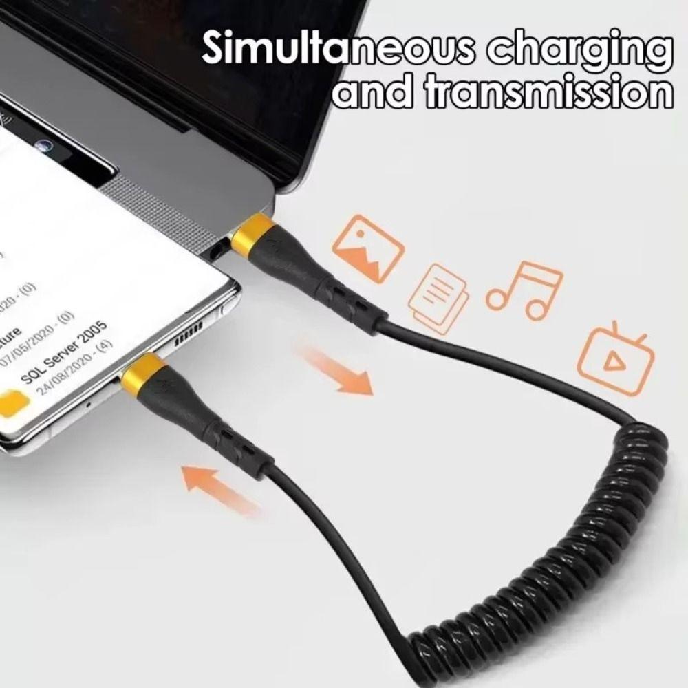 Type C To C Spring Data Cable Flexible Chargeing Wire Portable Mobile Phone Charging Cable