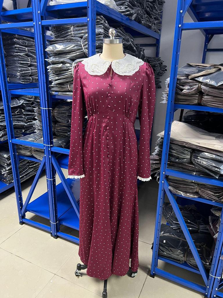 2026 European-American Lapel Print Long Sleeve Slimming Bodycon Dress