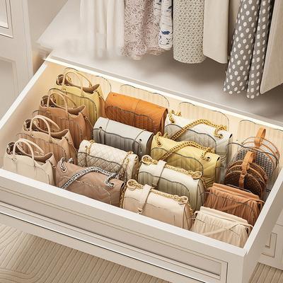 Caja de Almacenamiento de Bolsos Estilo Minimalista, Divisor de Armario, Estante para Bolsos, Organizador de Armario, Estante Transparente para Almacenamiento de Bolsos de Mano.